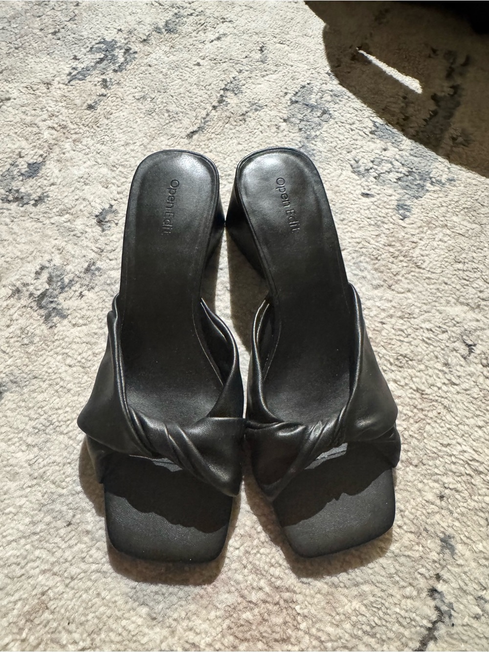 Open Edit Cora Black Knot-Front Slide Sandals
